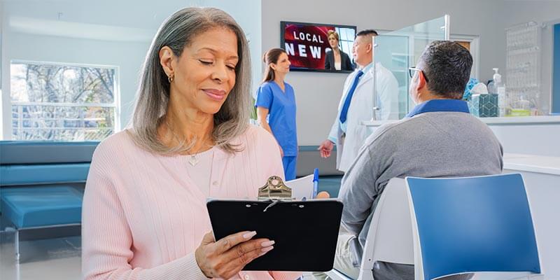 Tech support representative talking on phone